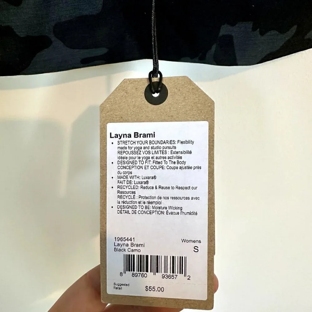 NWT Prana Layna Brami in Black Camo - Size Small